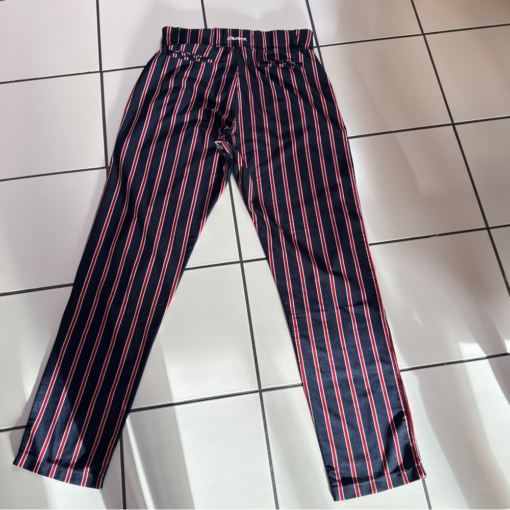 Worth Navy Pants with Red & White‎ Pinstripes